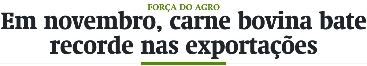 Em novembro, carne bovina bate recorde nas exportações