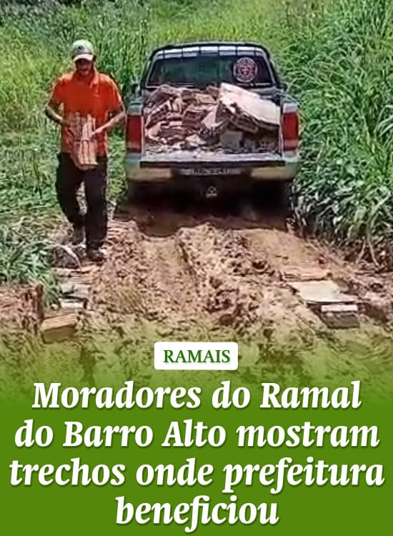 Moradores do Ramal do Barro Alto mostram trechos onde prefeitura beneficiou