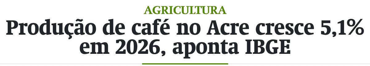 Produção de café no Acre cresce 5,1% em 2026, aponta IBGE