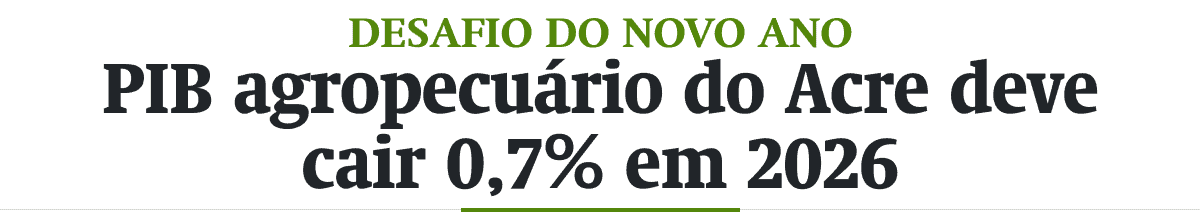 PIB agropecuário do Acre deve cair 0,7% em 2026