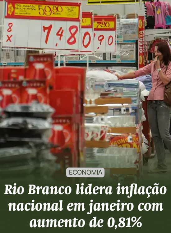 Rio Branco lidera inflação nacional em janeiro com aumento de 0,81%