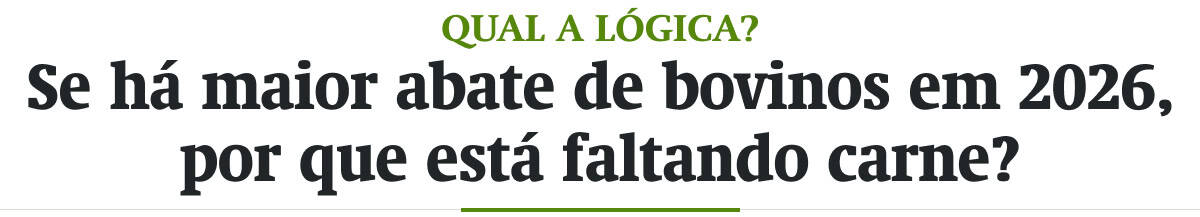 Se há maior abate de bovinos em 2026, por que está faltando carne?