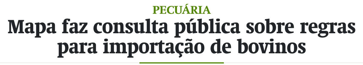 Mapa faz consulta pública sobre regras para importação de bovinos